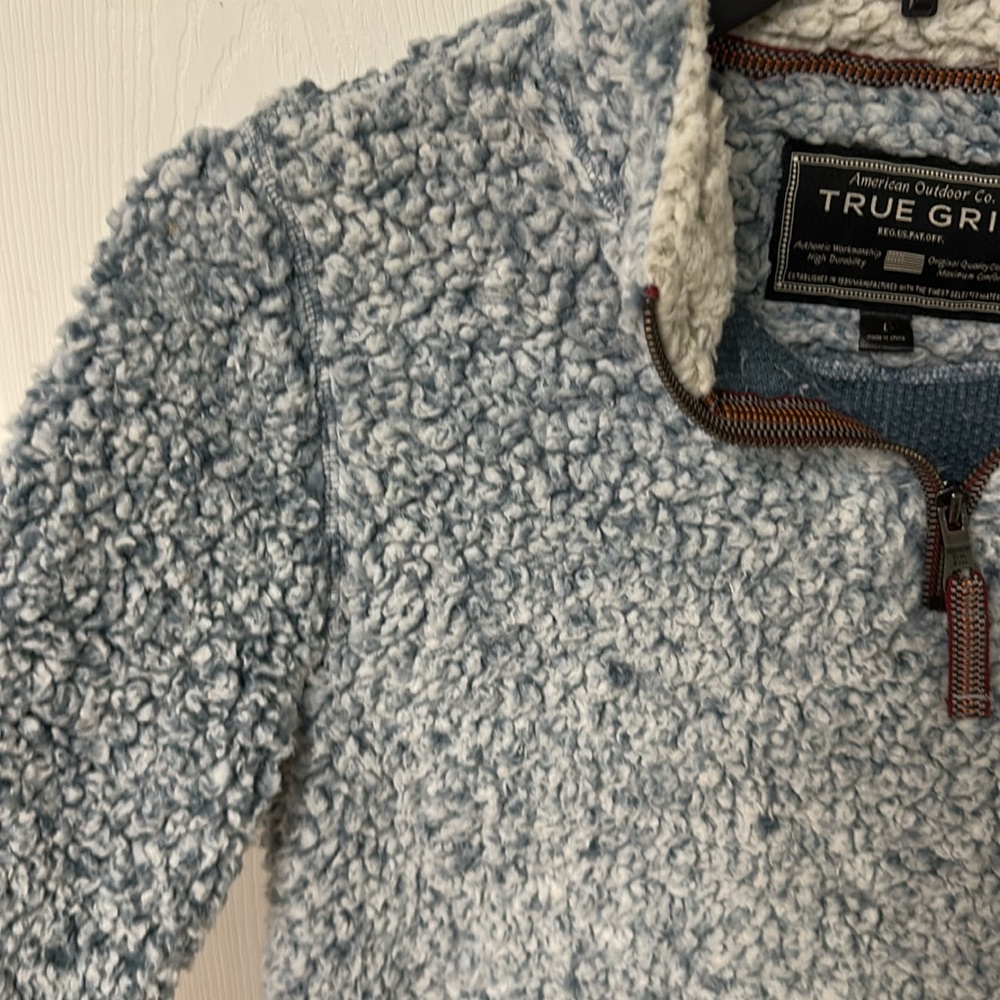 True Grit Gray Zip Up Sweater Cozy Knit Quarter-Zip - Picture 4 of 4
